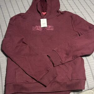 GUESS Men's Maroon Hoodie Sweater
